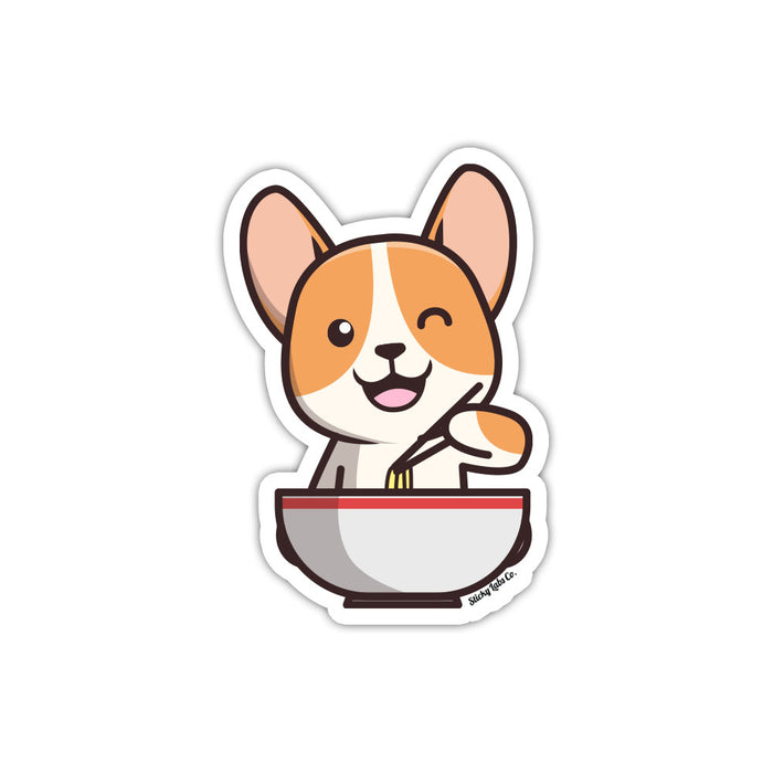 Corgi Noodle Soup Sticker